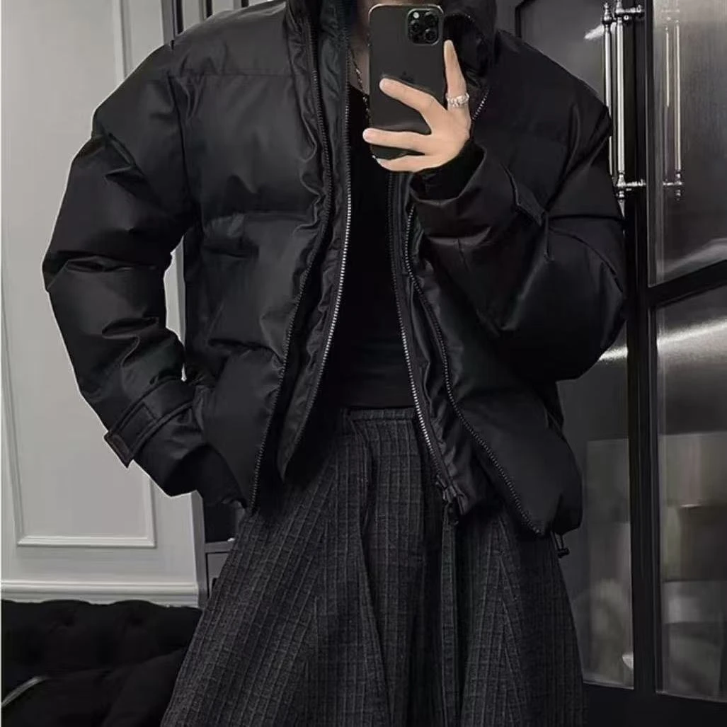 欧货高档男士纯色立领潮流外套上衣冬季轻奢时尚百搭帅气保暖棉服