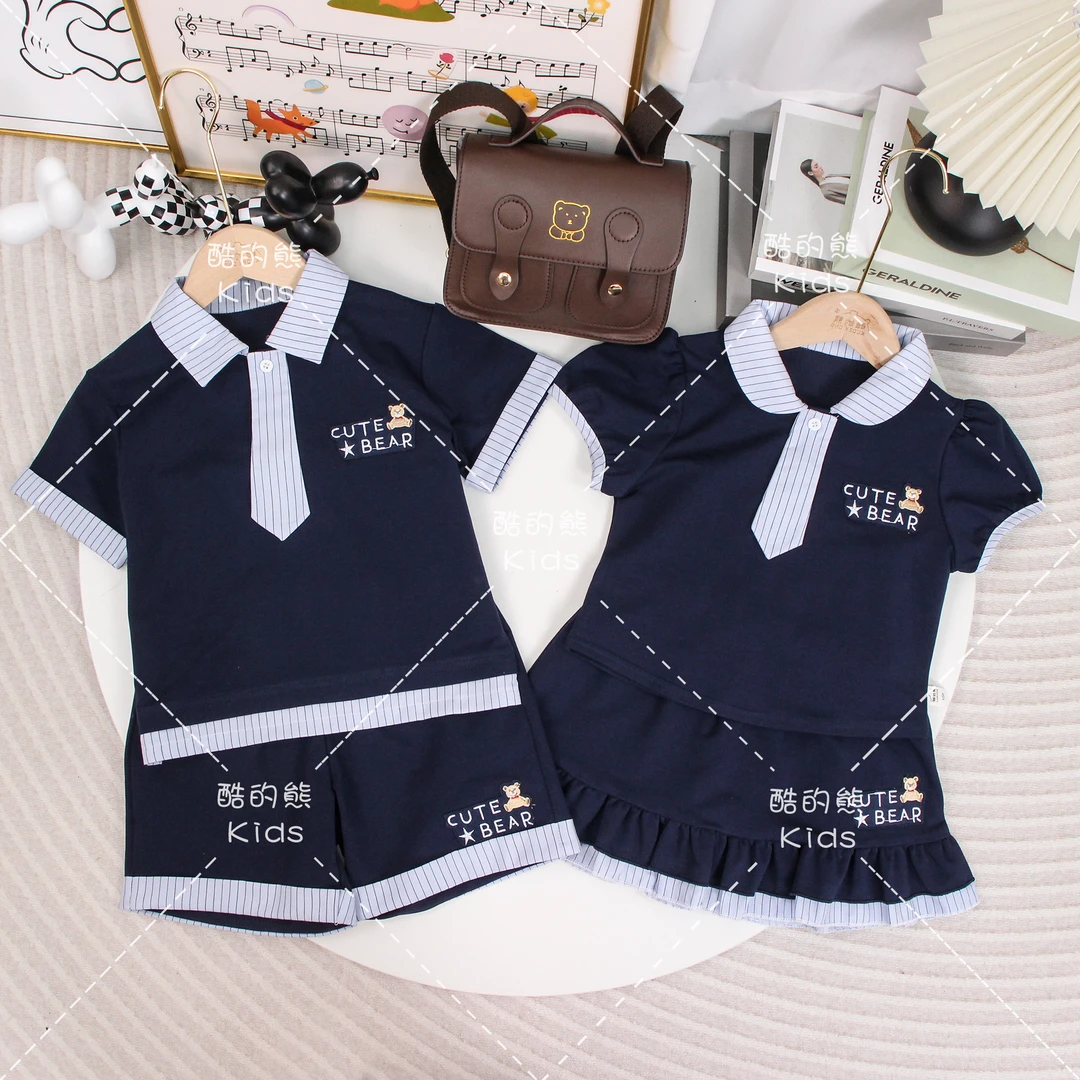 儿童夏季兄妹装套装2025男童女童韩版休闲洋气短袖两件套D2S6-642