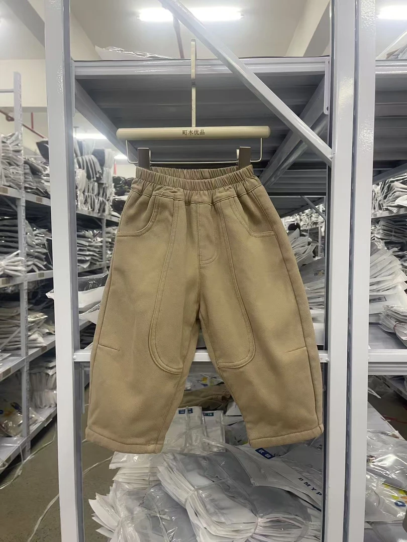 【町木优品】儿童冬季百搭男童版型纯色洋气设计加绒休闲裤 K6186