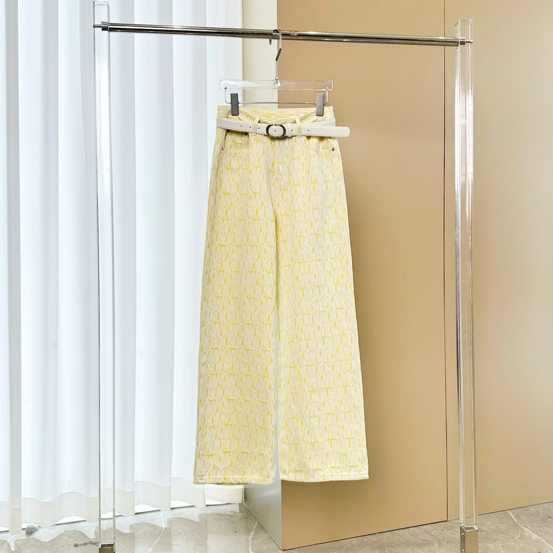 GUABMN2025春季新款重工提花高腰洋气直筒阔腿长裤3869