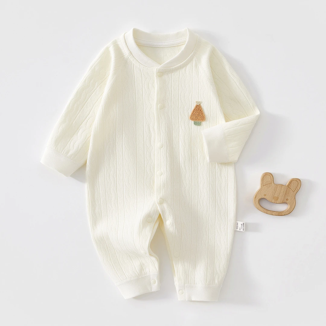 新生婴儿儿连体衣秋款宝宝纯棉外出哈衣新生儿无骨衣服春秋季爬服