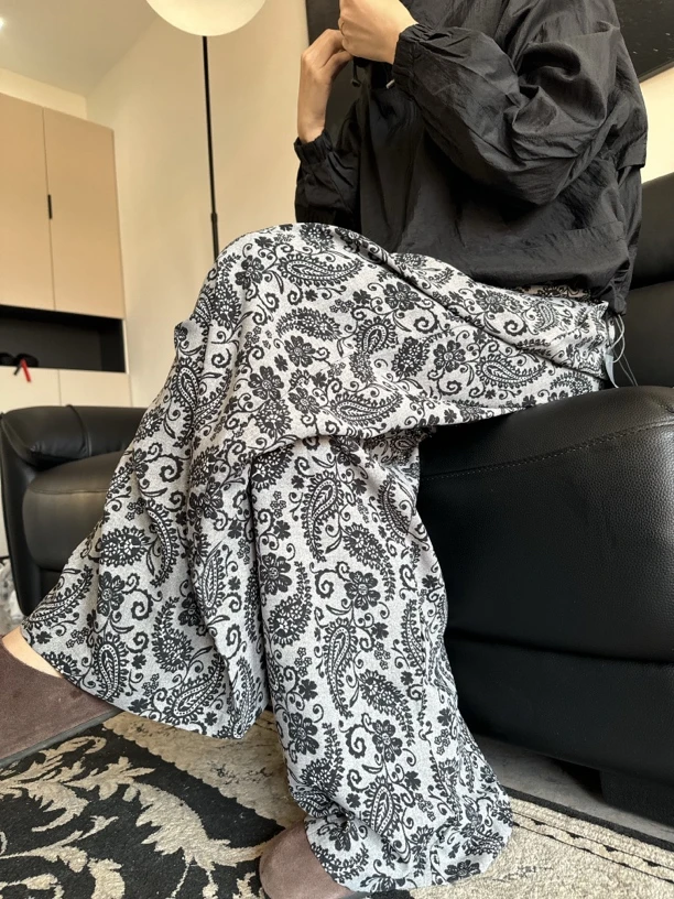 遇见·印花阔腿裤显瘦长裤街头风休闲裤百搭ins嘻哈韩版秋季宽松