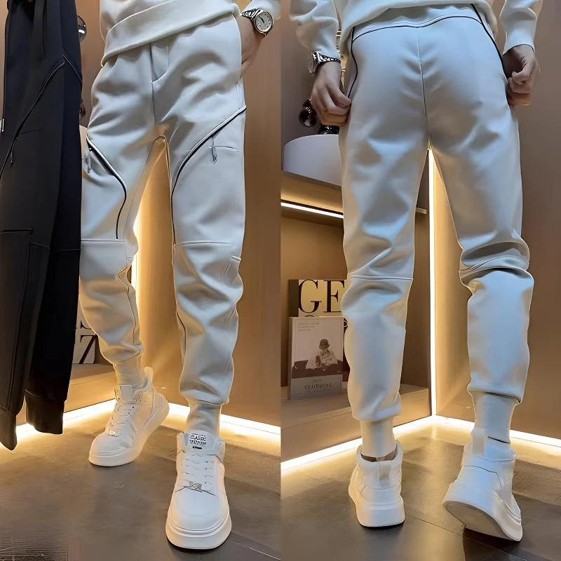 秋冬季新款潮流男士运动纯色小脚卫裤时尚百搭休闲修身显瘦裤子
