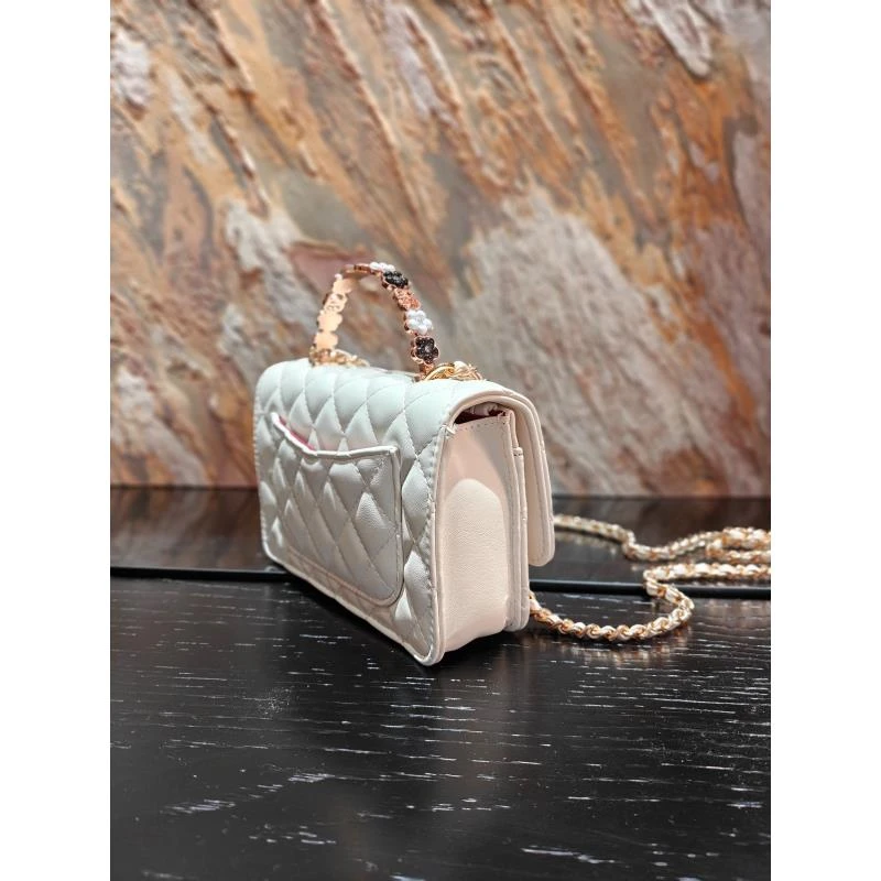 HIRMRIS手工真皮包550702-白  花钻香