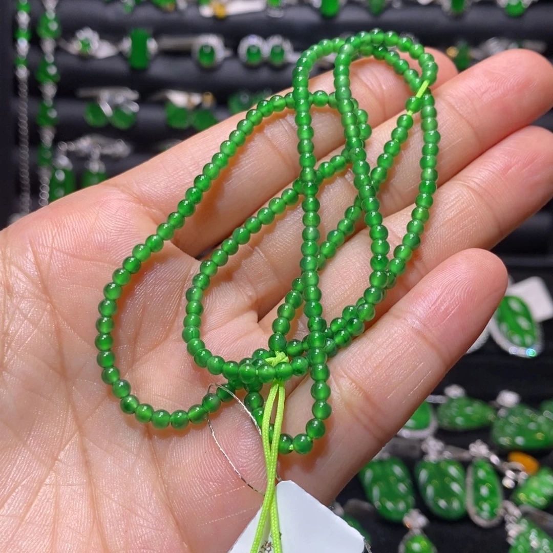 翡翠未镶嵌颈饰珠串项链