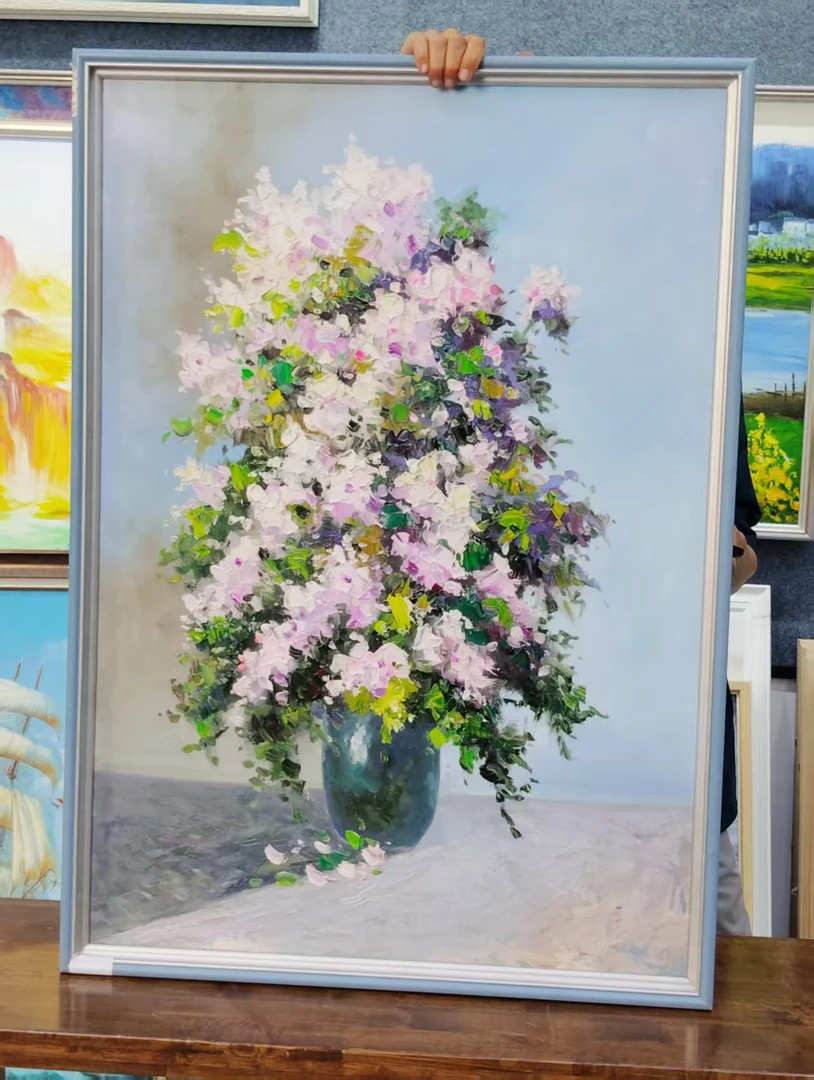 繁花似锦70*100纯手绘油画竖款玄关客厅过道装饰画