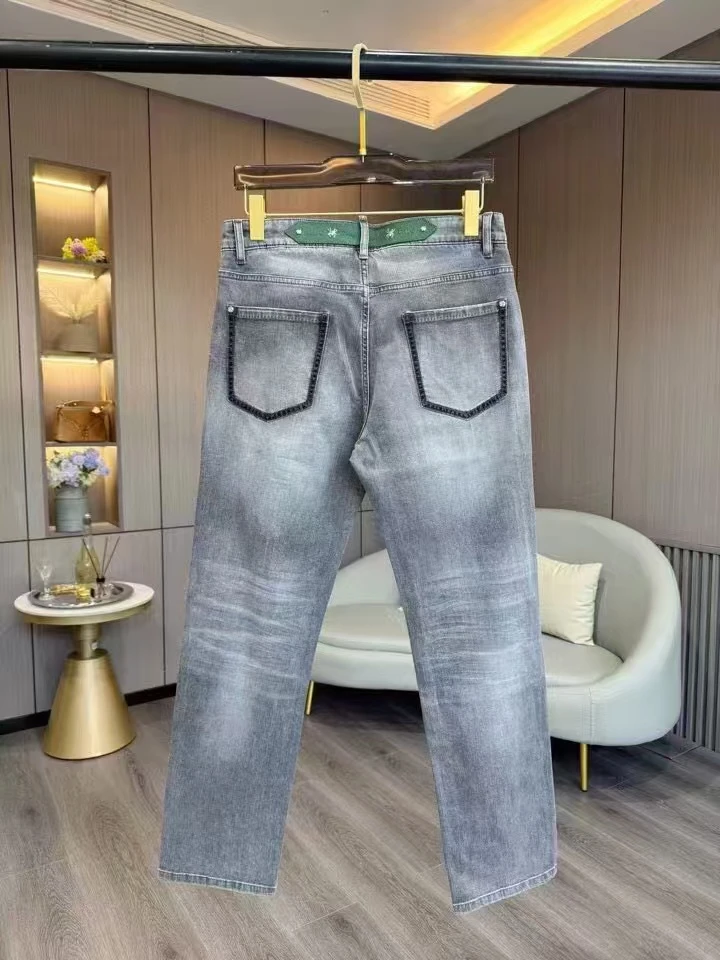 D6518 夏季浅灰色经典男士直筒牛仔裤季新款高品质百搭水