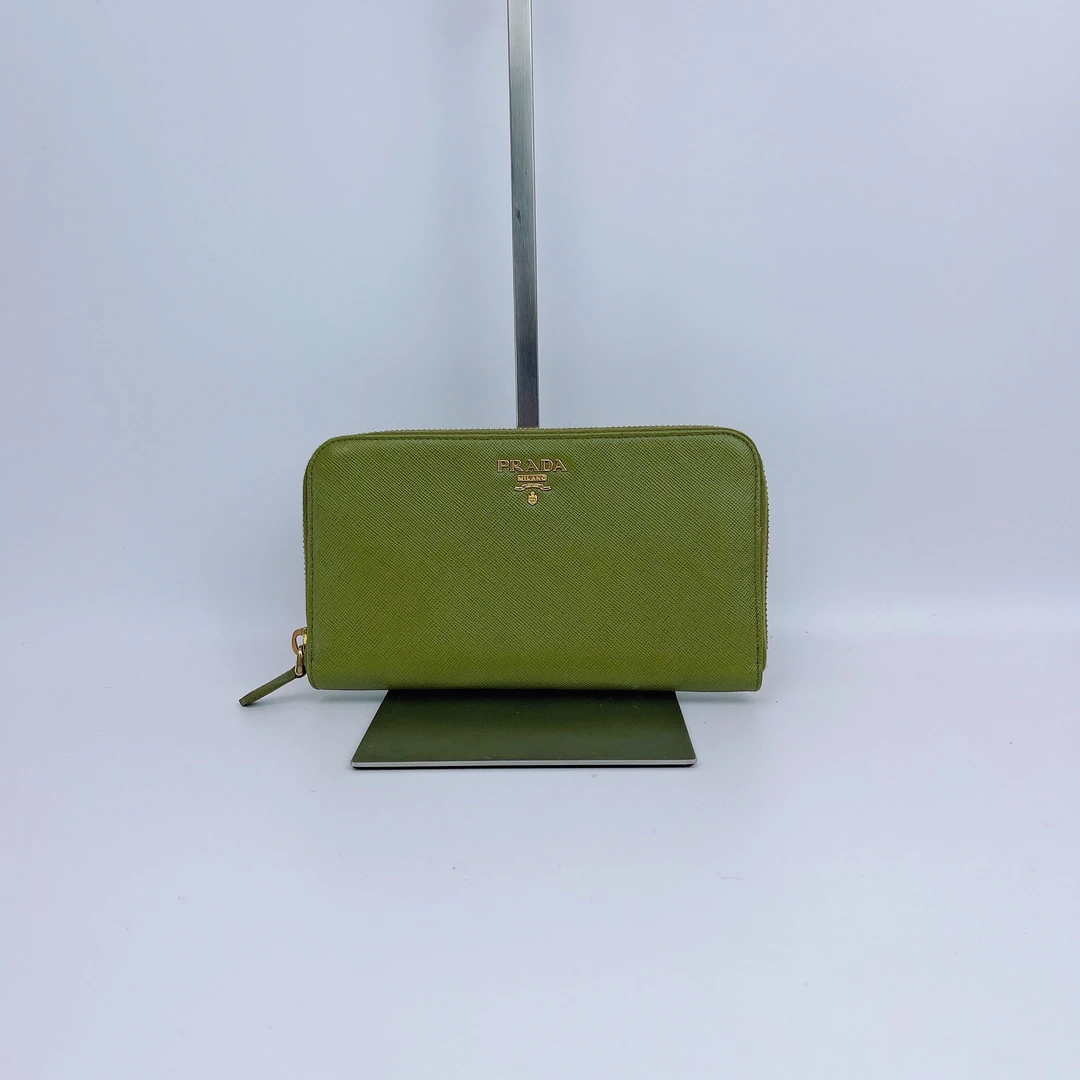 95新 Prada/普拉达 箱包/单肩包 普拉达 绿色钱包长17 H16
