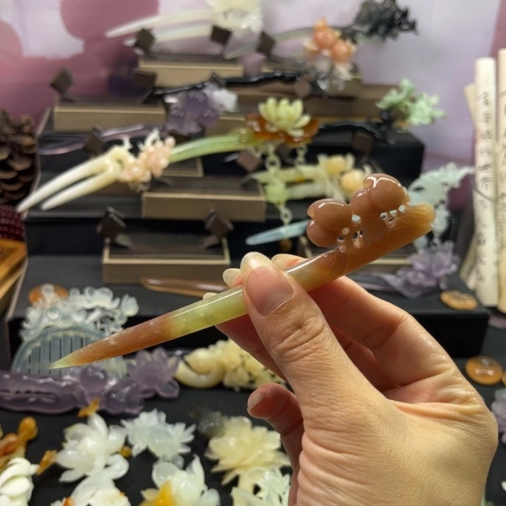 蛇纹石玉未镶嵌发饰