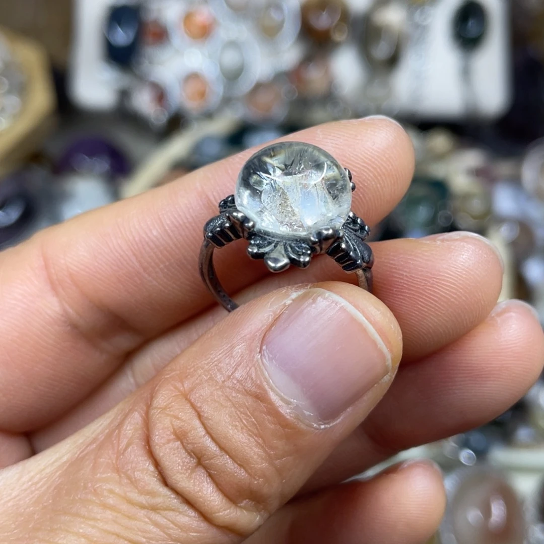 【闪购商品】银S925镶嵌珠宝半成品水晶戒指