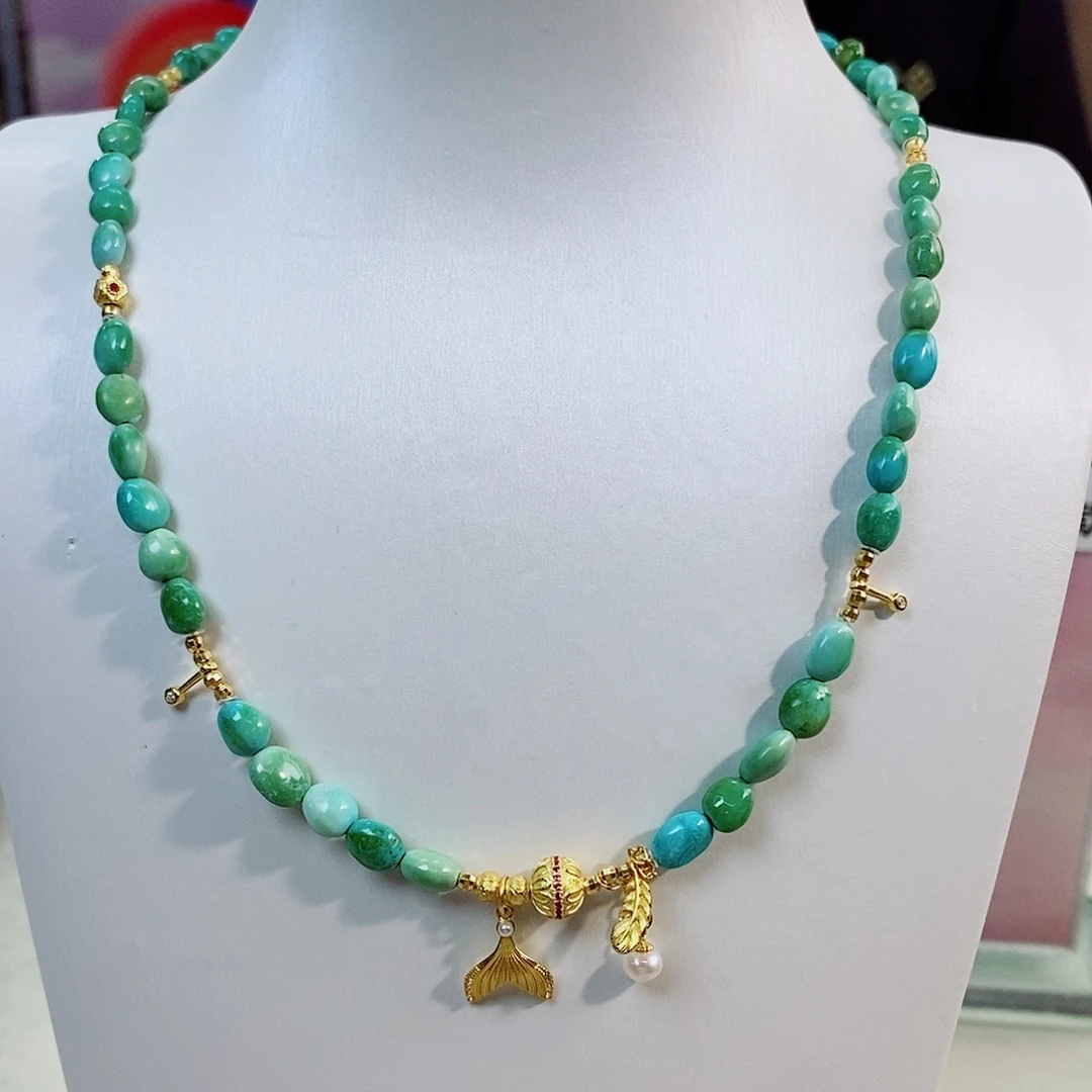 银S925镀金镶嵌绿松石珠宝奇石