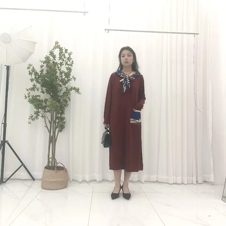 1015套头丝巾吸汗围巾领极简风连衣裙ins提花中式加厚