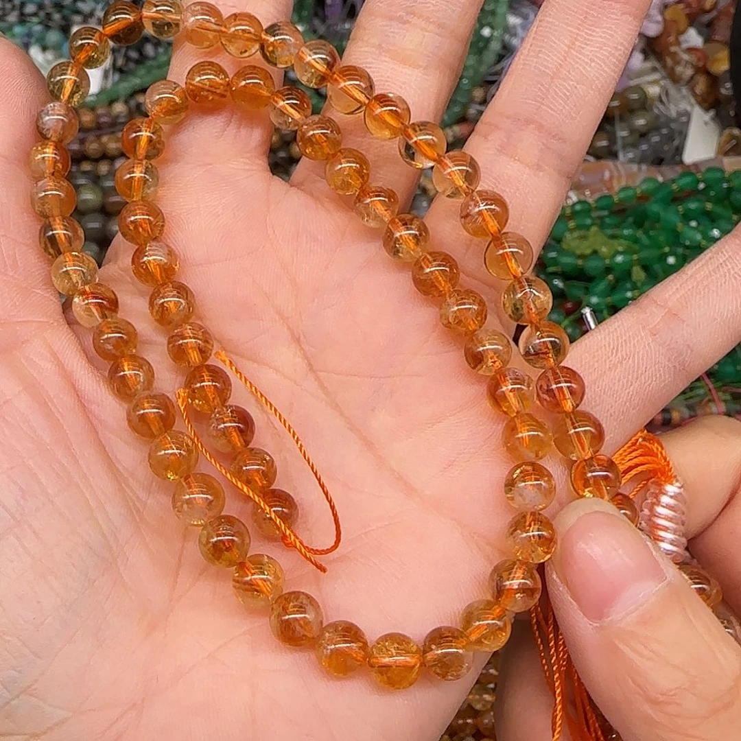 玛瑙/玉髓合金珠宝半成品黄水晶6mm一条