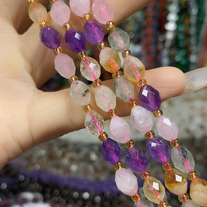 玛瑙/玉髓未镶嵌珠宝半成品天然多宝米切卡6*8mm一条