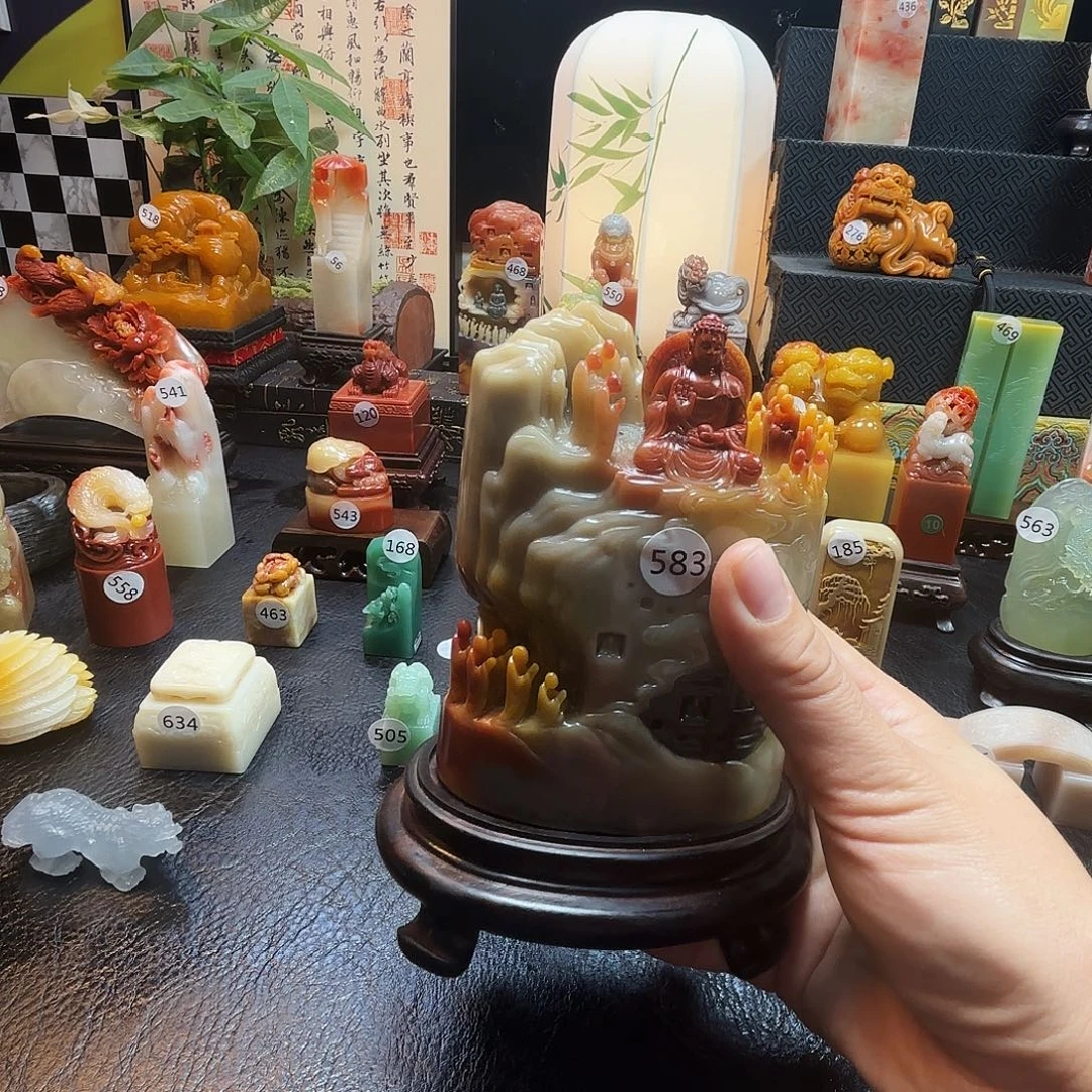 寿山石印石佛像摆件