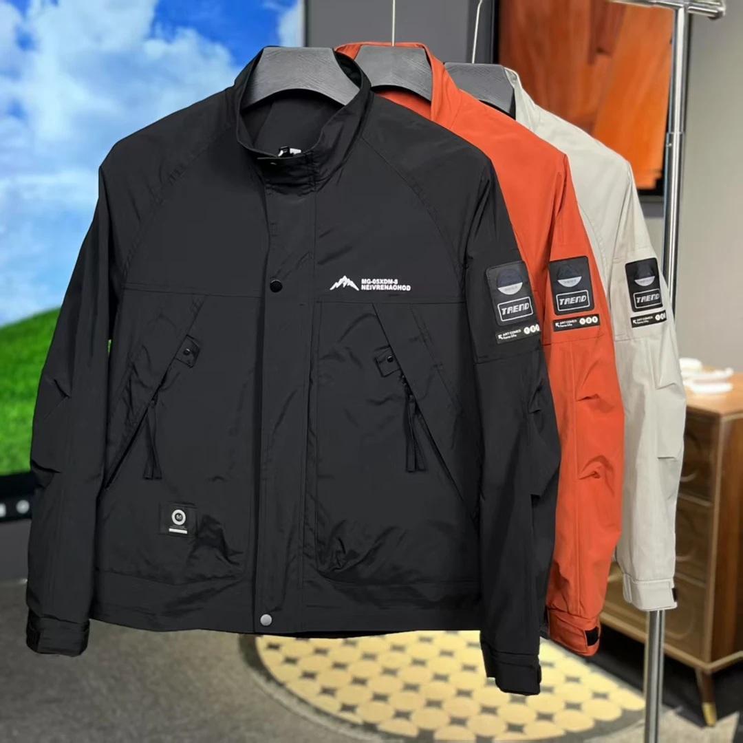 6802新款春季潮牌时尚工装休闲夹克百搭立领男士休闲冲锋衣外套