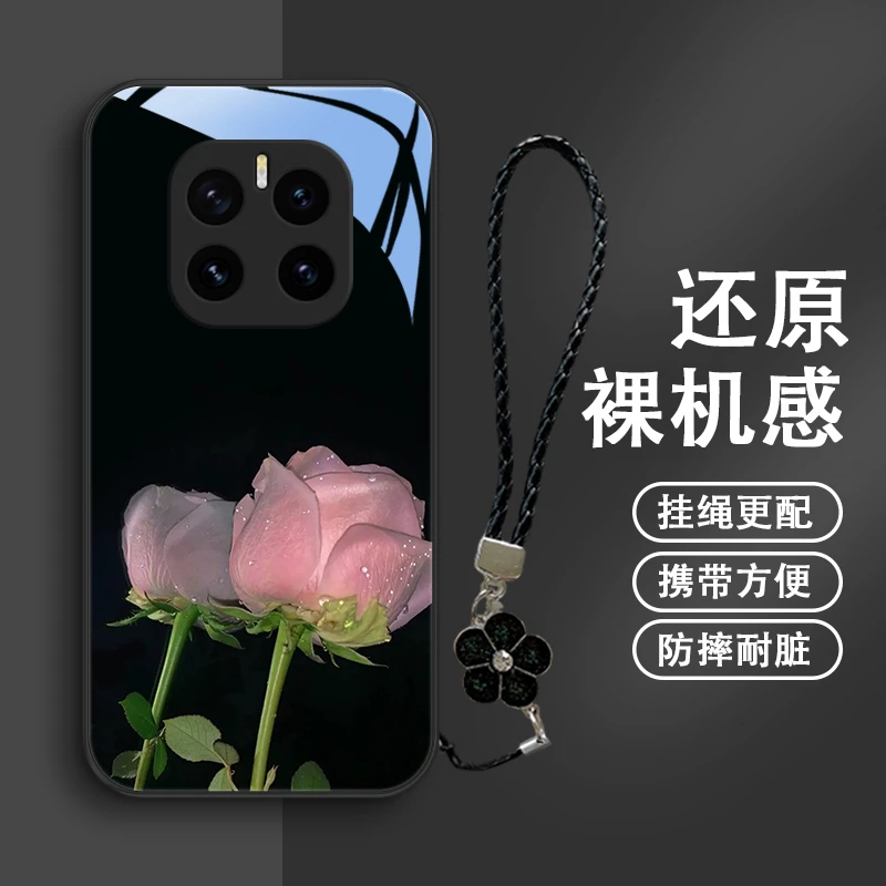 清雅花朵适用荣耀GTPro手机壳荣耀X60GT玻璃壳5G保护套防摔限定简
