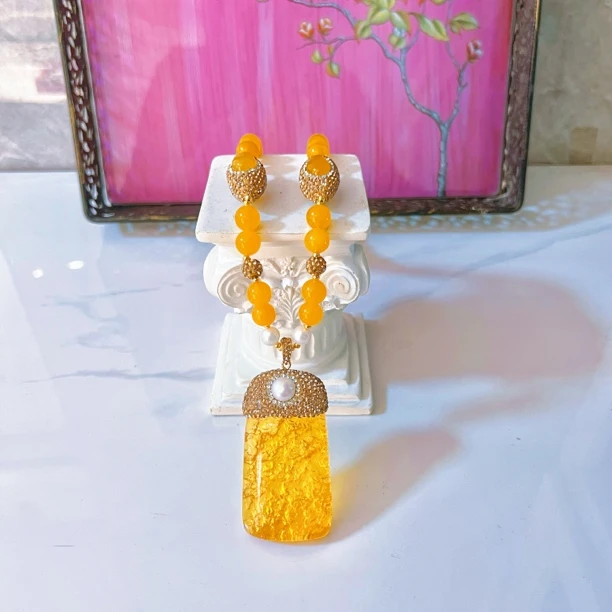 铜合金项链 塔纳尔班弗尼娜系列 满镶颗粒9689气质长款手工精美