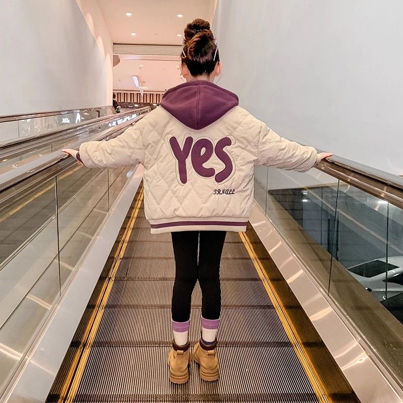 女童加厚外套秋冬装2025新款儿童装洋气时髦女孩大童网红夹棉上衣