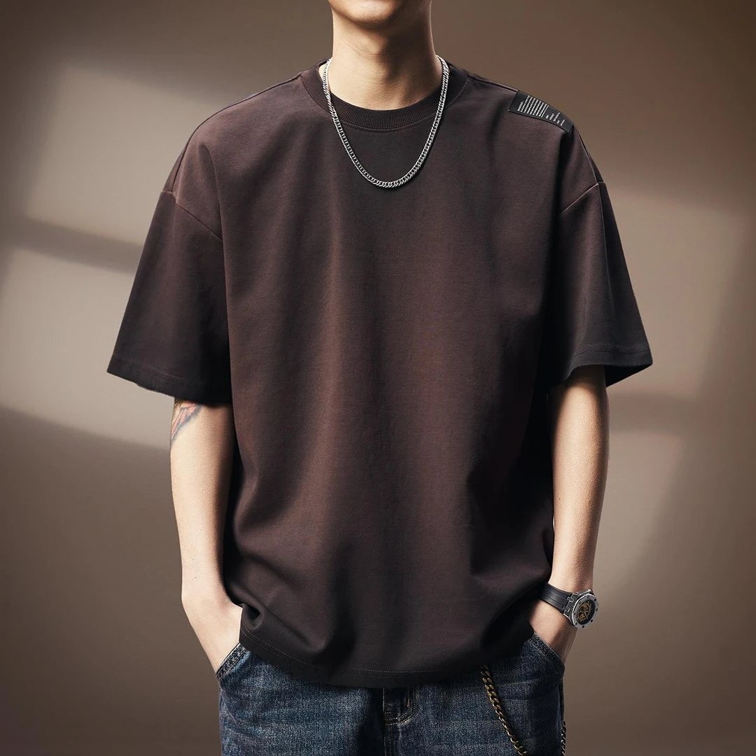高端美式潮牌300g重磅短袖T恤男2025夏季新款宽松休闲半袖体恤男