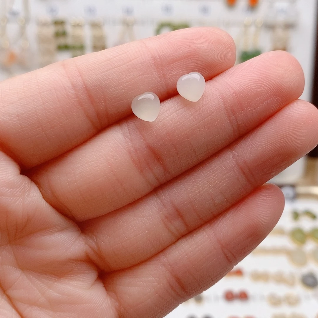 和田玉银S925镶嵌耳饰