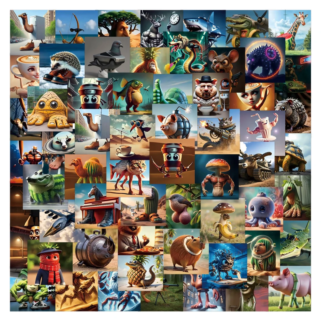 美国山海经涂鸦贴纸装饰冰箱滑板车水杯平板儿童玩具防水贴画卡片