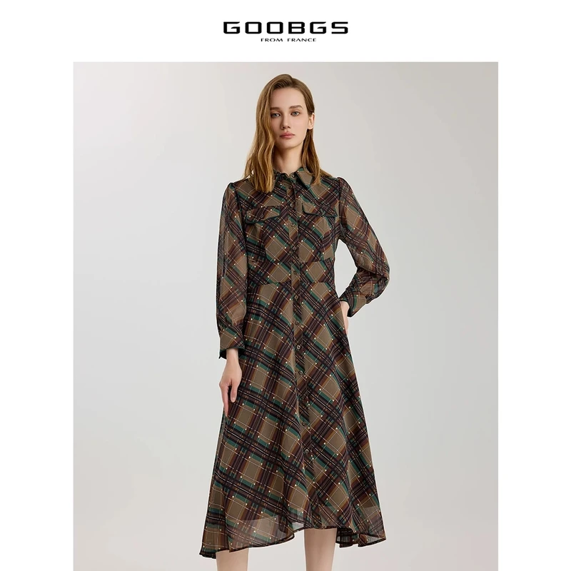 【籽言专属 】谷邦GOOBGS 纹格收腰连衣裙 G3341628
