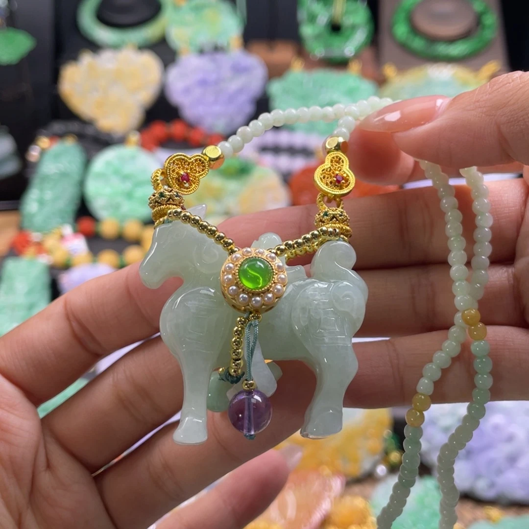 翡翠未镶嵌颈饰代编织