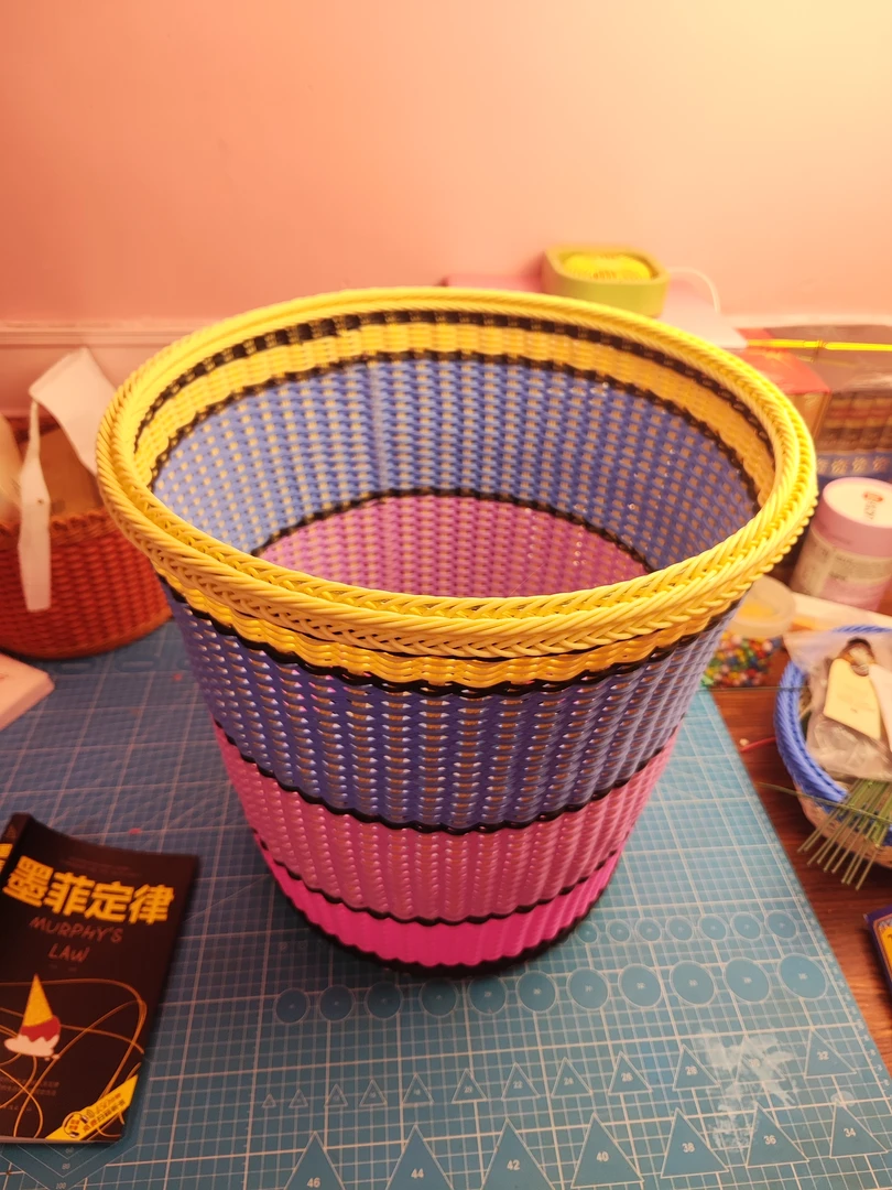 脏衣篓亚克力板打底藤条编织