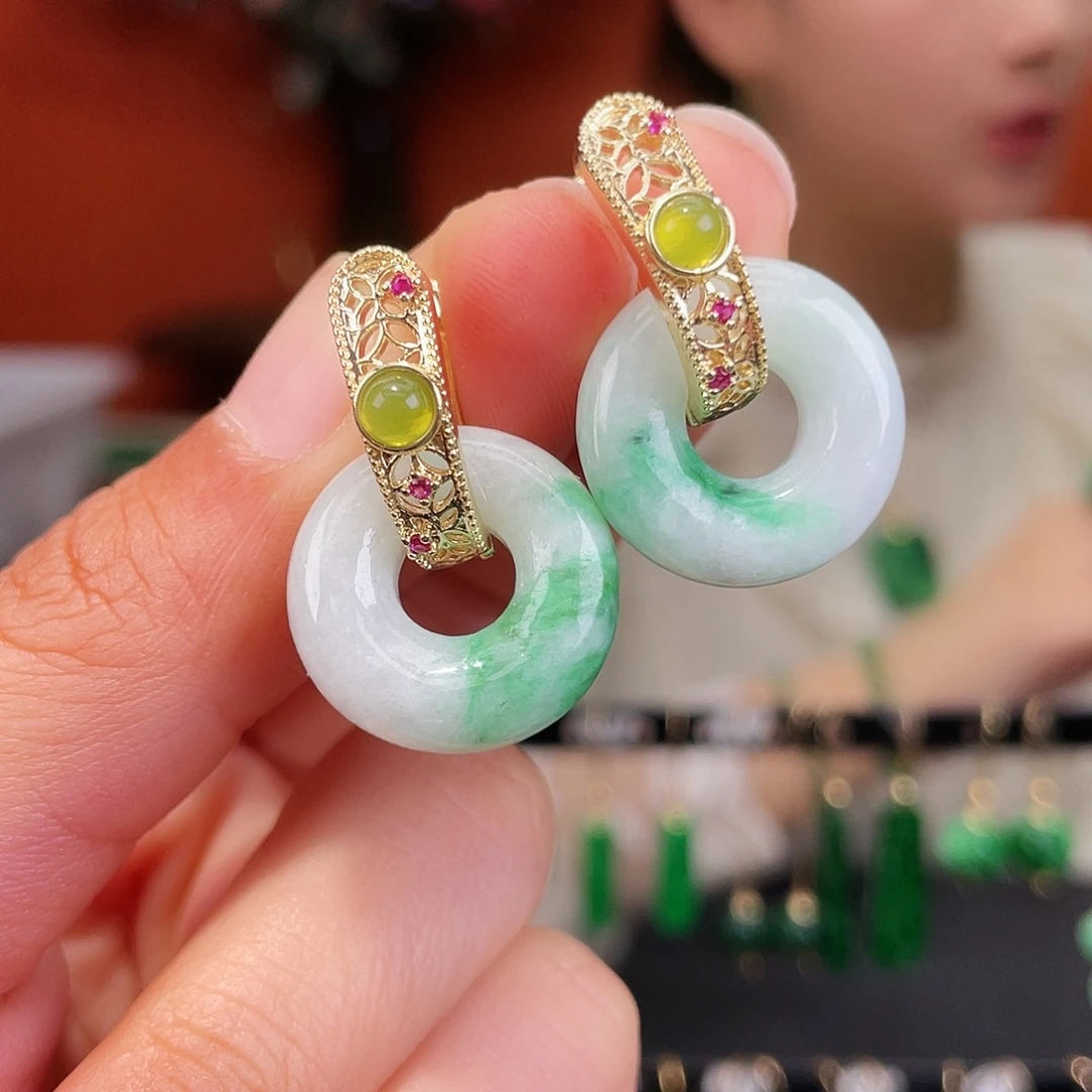 翡翠未镶嵌耳饰饰品