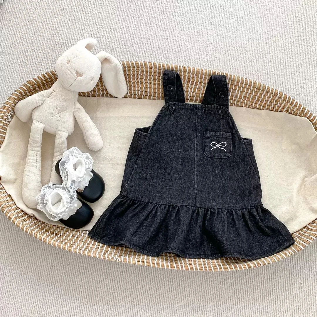 春款百搭蝴蝶结牛仔连衣裙