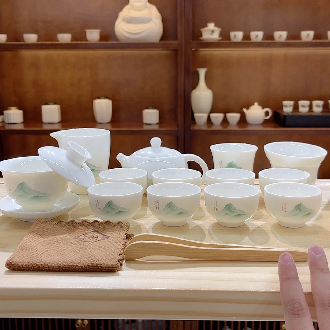 瓷片玄致羊脂玉瓷茶具套装