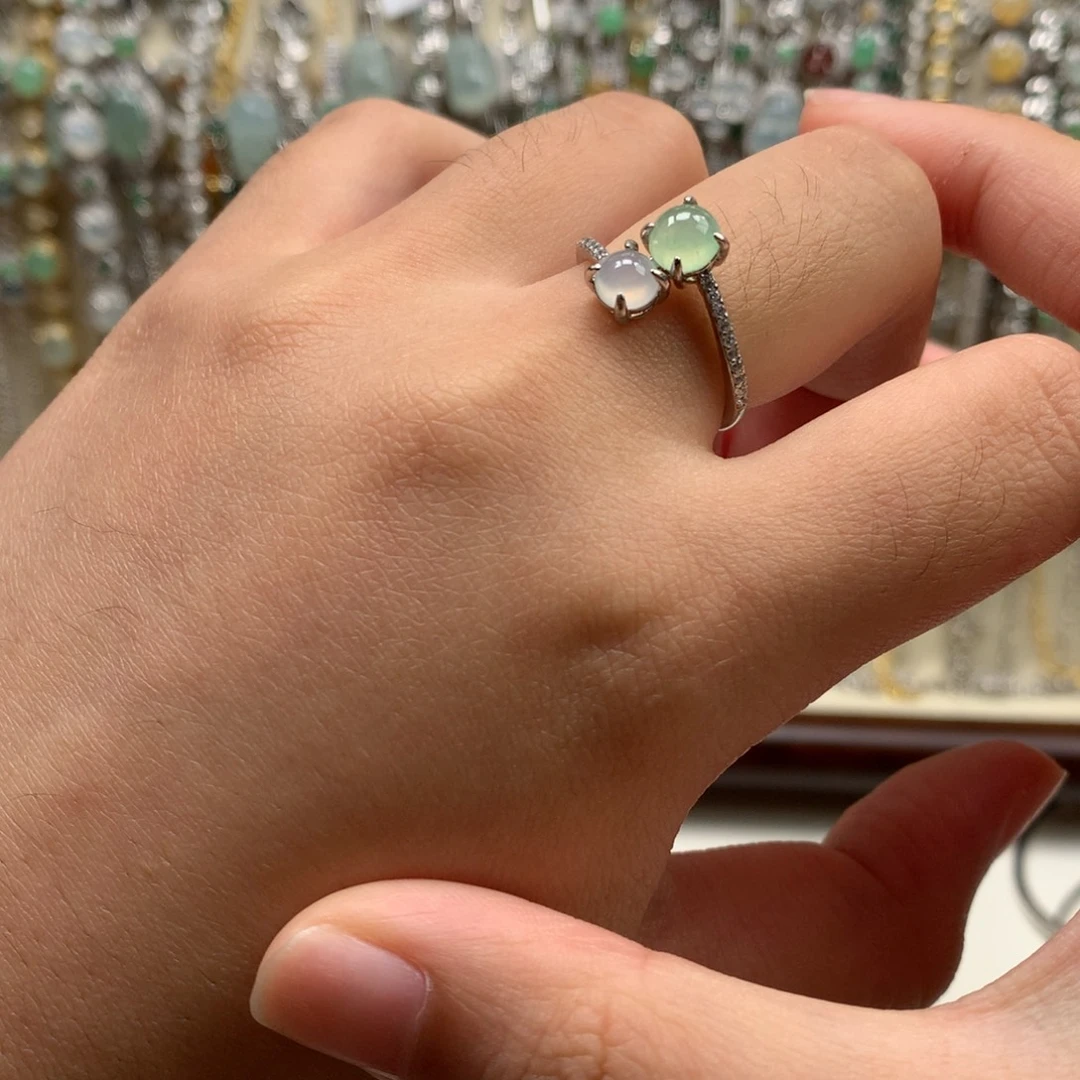 翡翠银S925镶嵌戒指戒指