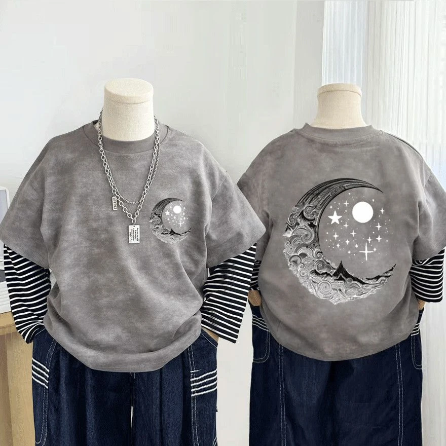 男童女童卡通长袖2025儿童宝宝洋气圆领休闲春秋新款条纹上衣爆款