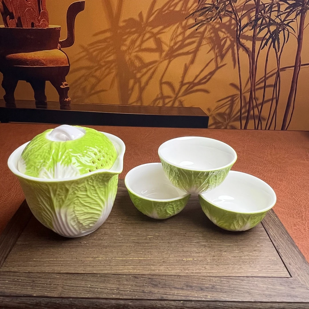 百财（白菜）一壶三杯旅行茶具 D663