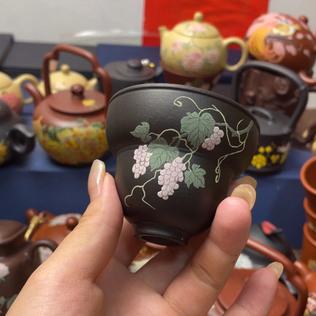 紫泥茶杯紫砂主人杯100cc