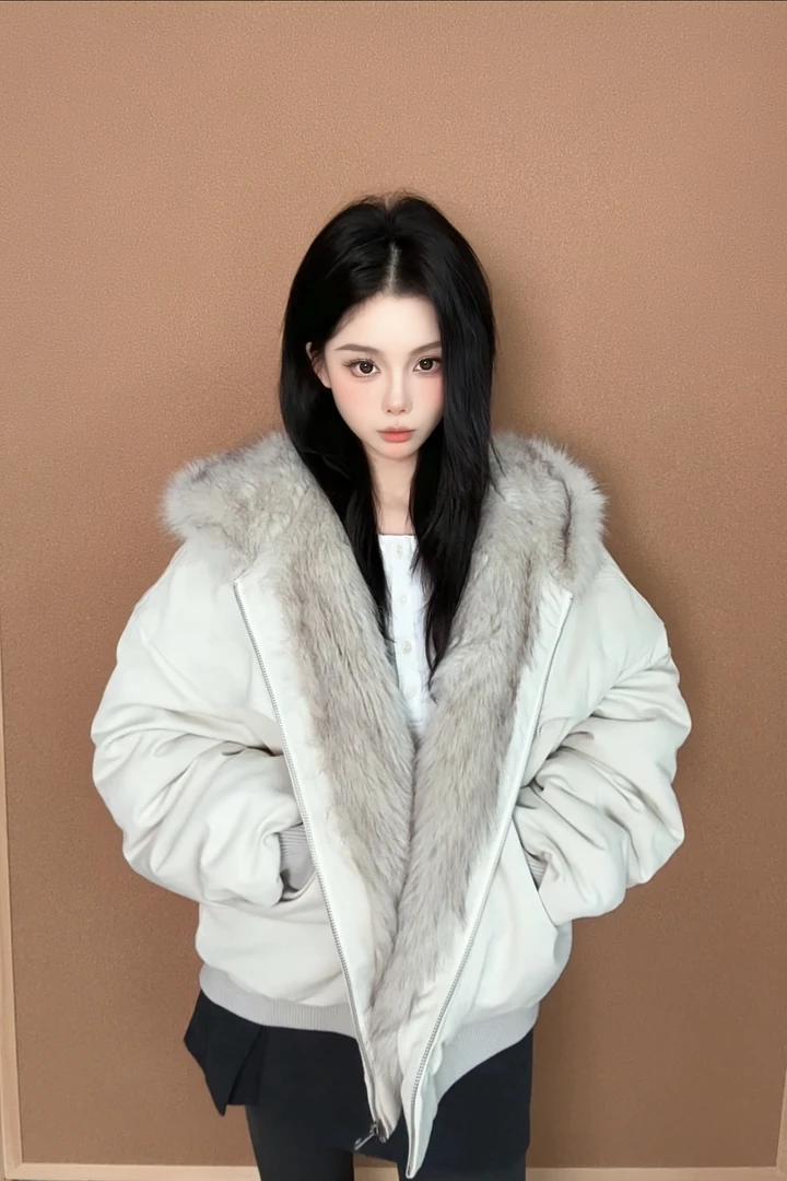 座山雕连帽美式复古棉服情侣外套女宽松冬季新款夹克棉衣