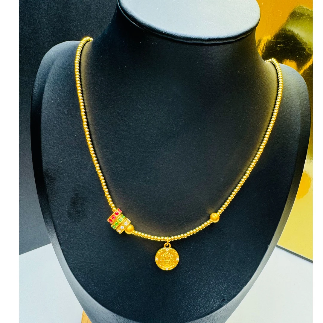 18#足金999 黄金三层两用五路财神三色跑环黄财神（卡2金珠282个）