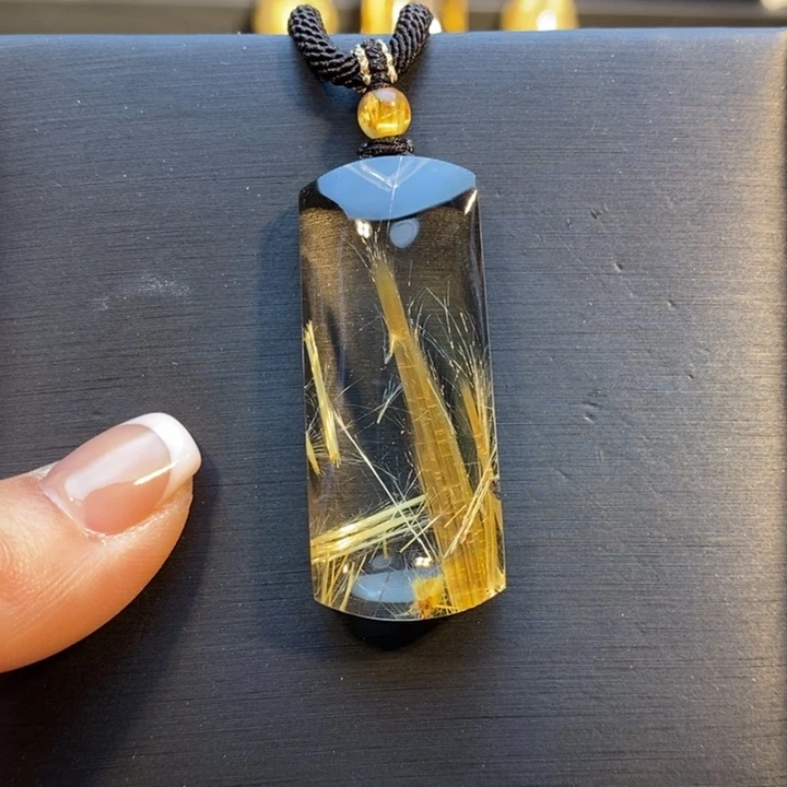 颈饰发晶未镶嵌高品质钛晶平安无事牌吊坠