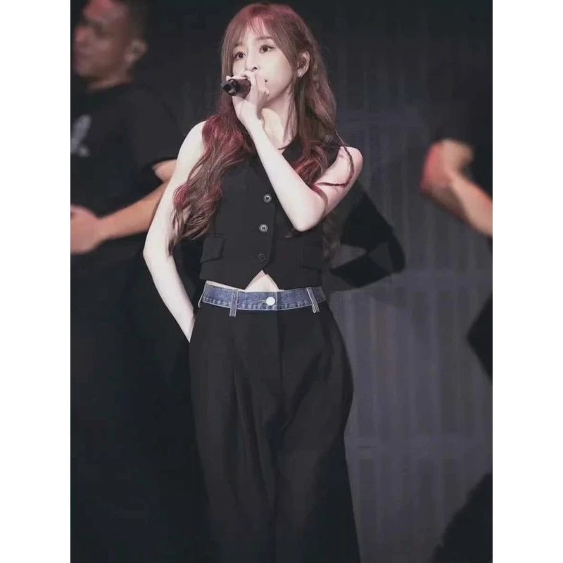 2025网红爆款明星同款黑色阔腿西装裤夏季薄款爆款休闲直筒裤子