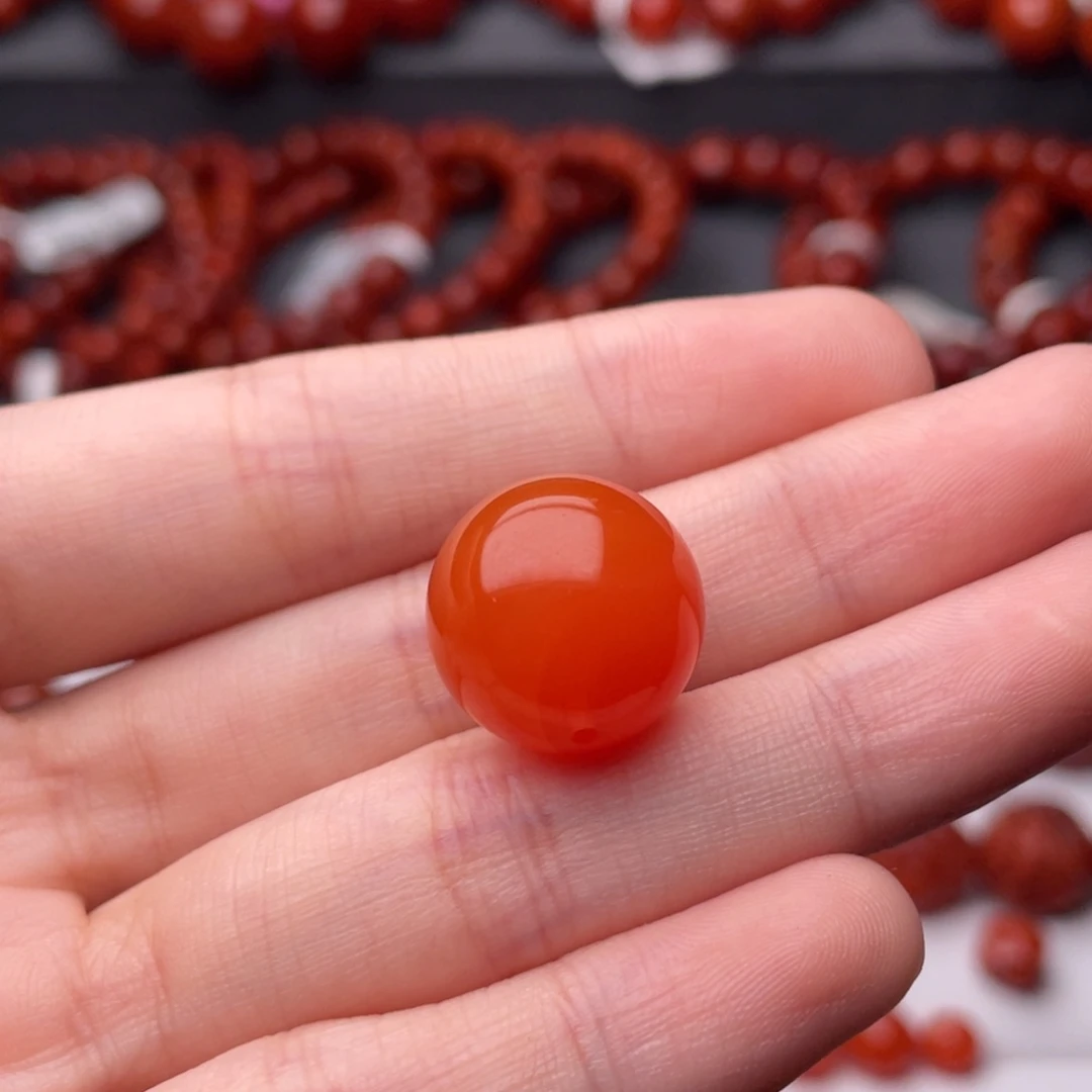 巨***野南红玛瑙未镶嵌手链X16mm滴水洞亮光单珠