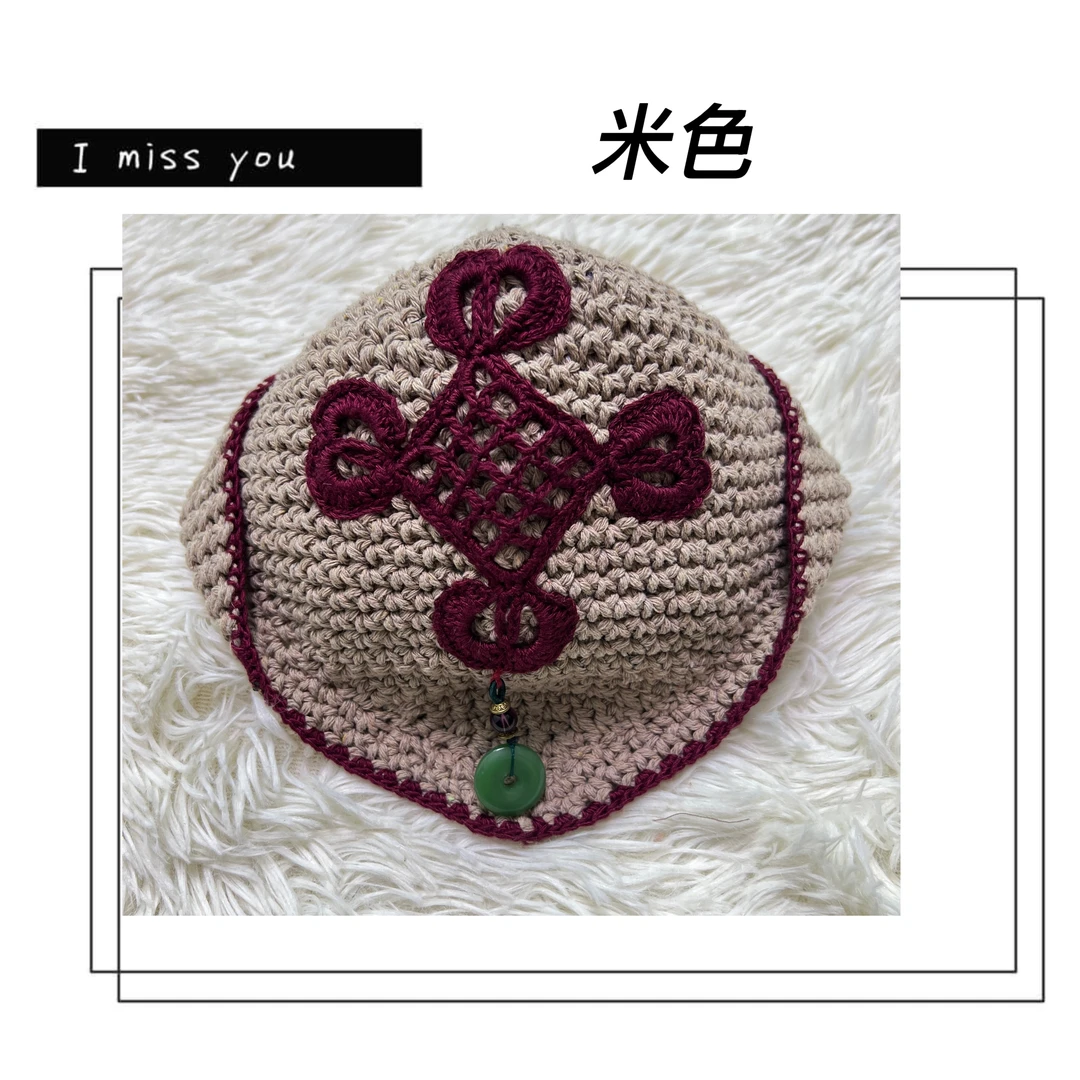 美雅家原创设计新年中国结平安扣美人尖帽个性小众帽子编织针织