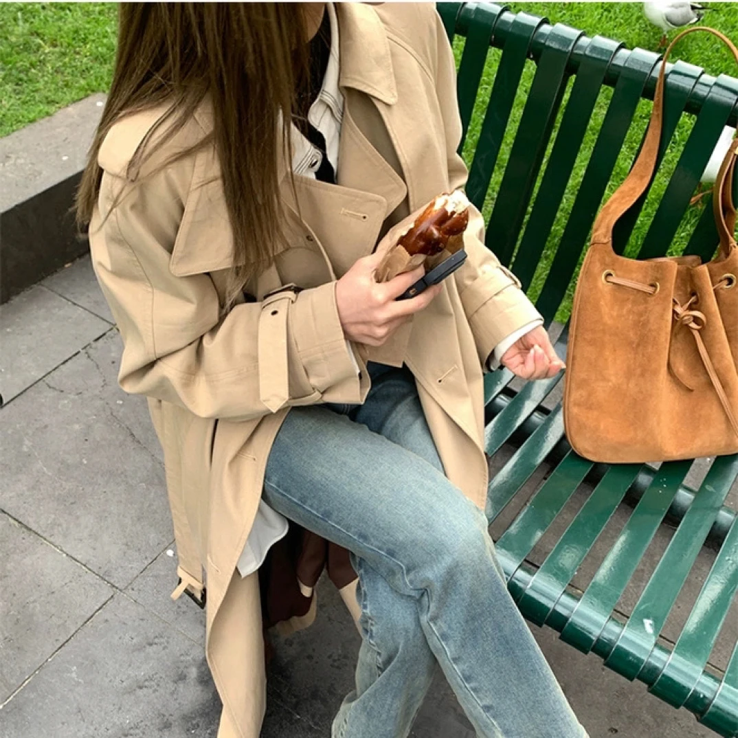 2025春秋季新款高品质小个子中长款气质宽松韩系风衣外套大衣女装