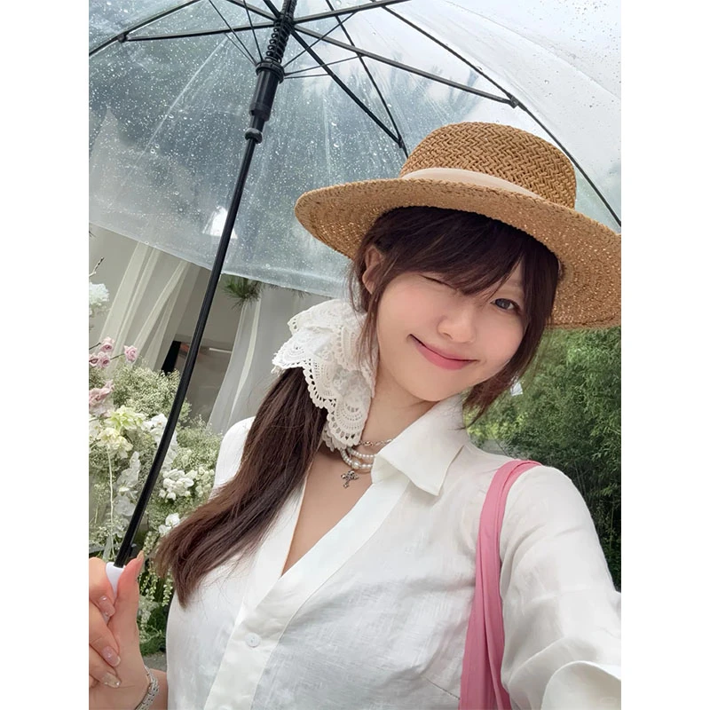 韩系时尚套装收腰修身显瘦衬衫女设计感小众上衣半身A字裙两件套