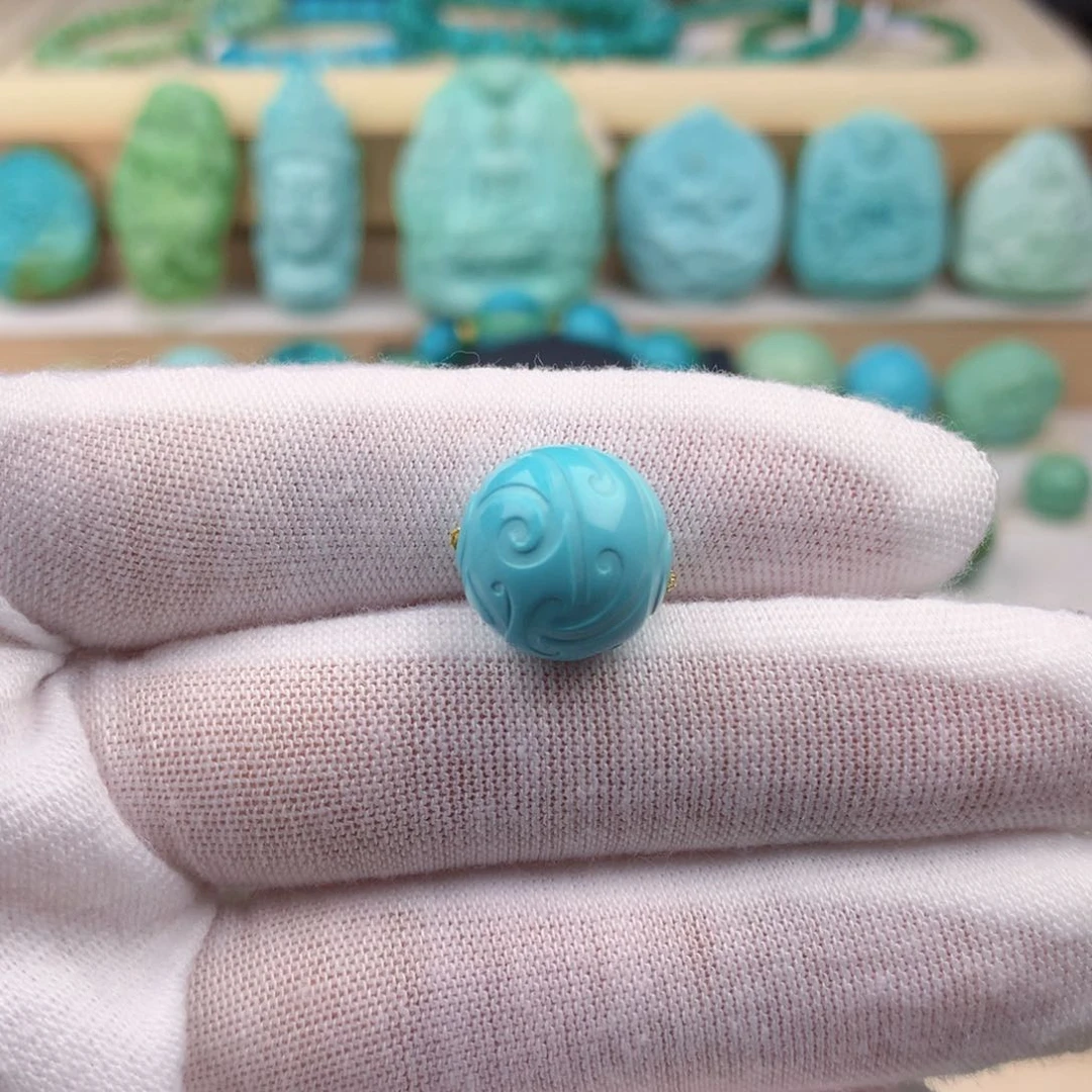 未镶嵌绿松石珠宝奇石13.5mm