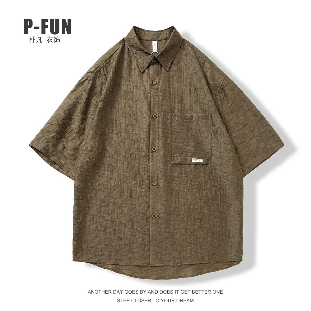 夏季轻薄质感莱赛尔透气凉感中袖衬衫外套百搭宽松时尚