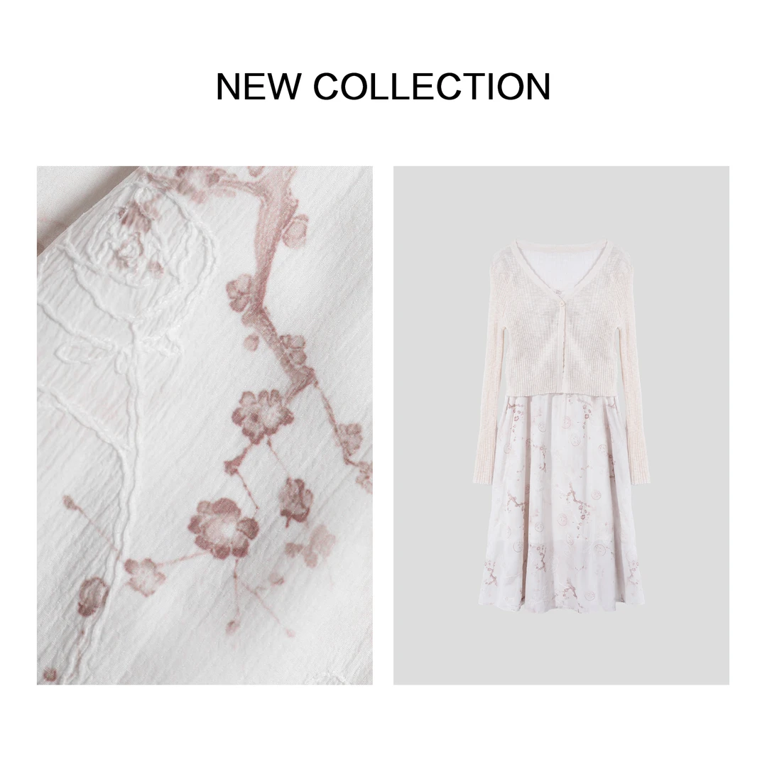 【艾美专属】 优雅纯色外披+印花连衣裙 L5F26061