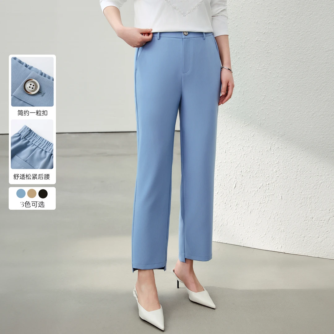【休闲修身显瘦裤】纤莉秀大码女装胖mm休闲显瘦西装裤QK0063