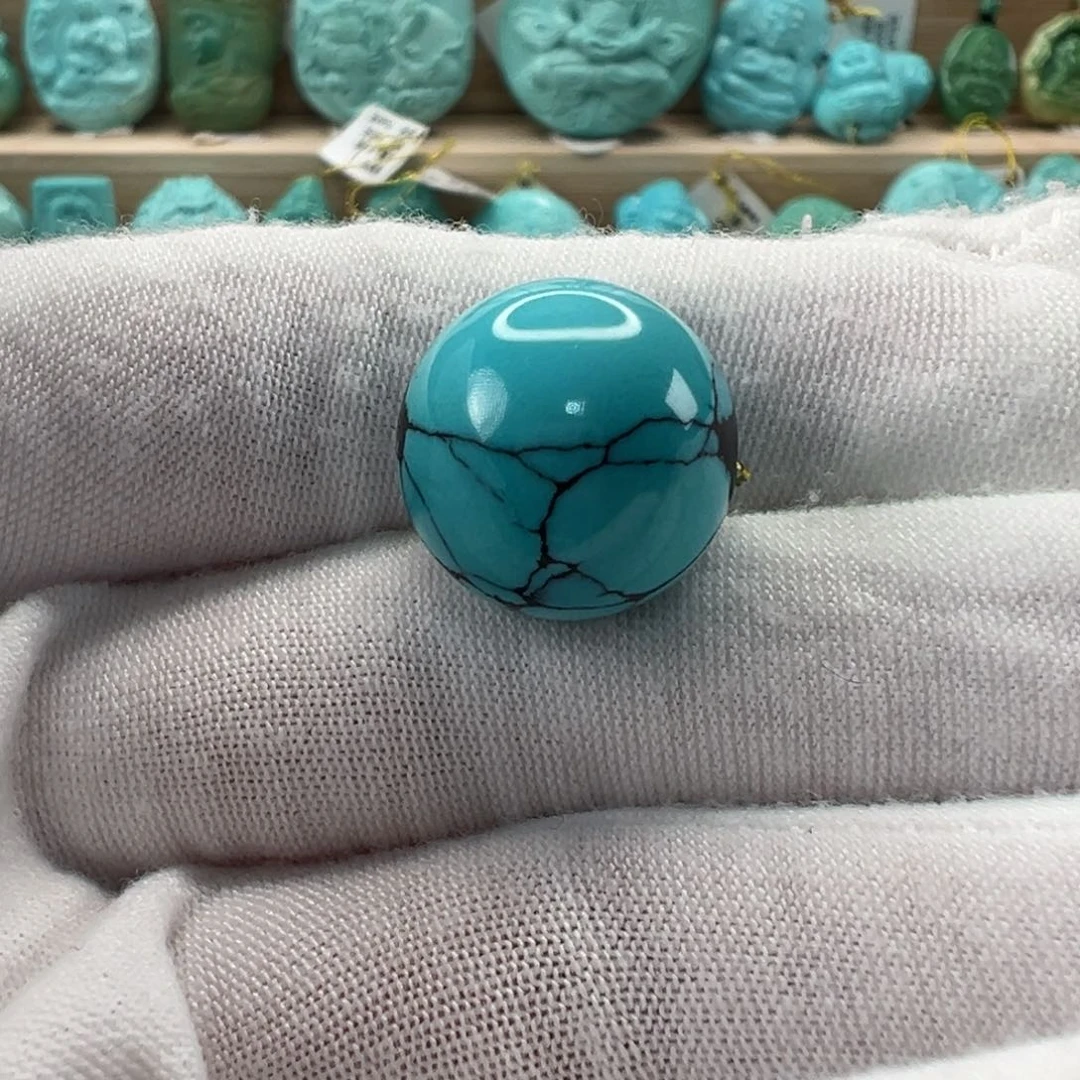 未镶嵌绿松石圆珠16mm屹**?