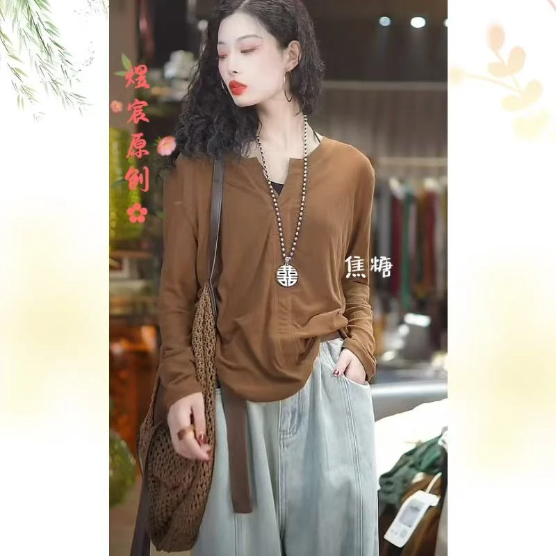 煜宸原创✿【97055】早春时尚百搭长袖针织外穿上衣高端气质打底衫